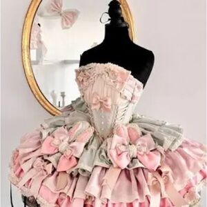 Elegant Pink and Cream Corset Lolita Dress